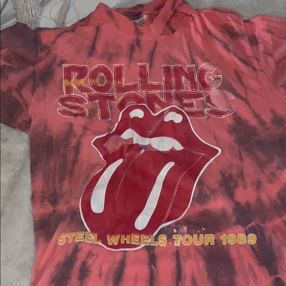 AMAZING distressed pink Rolling Stones tour tee